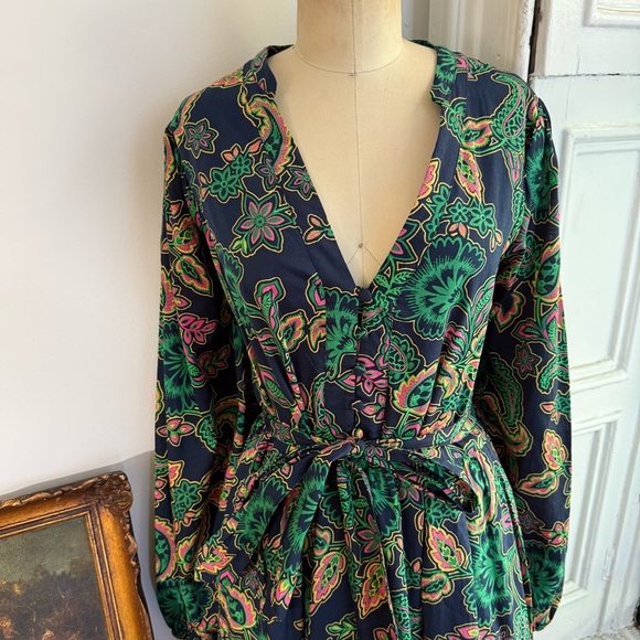 Boden prairie cottagecore blue pink paisley long sleeve corset bodice Maxi Dress - Picture 7 of 15